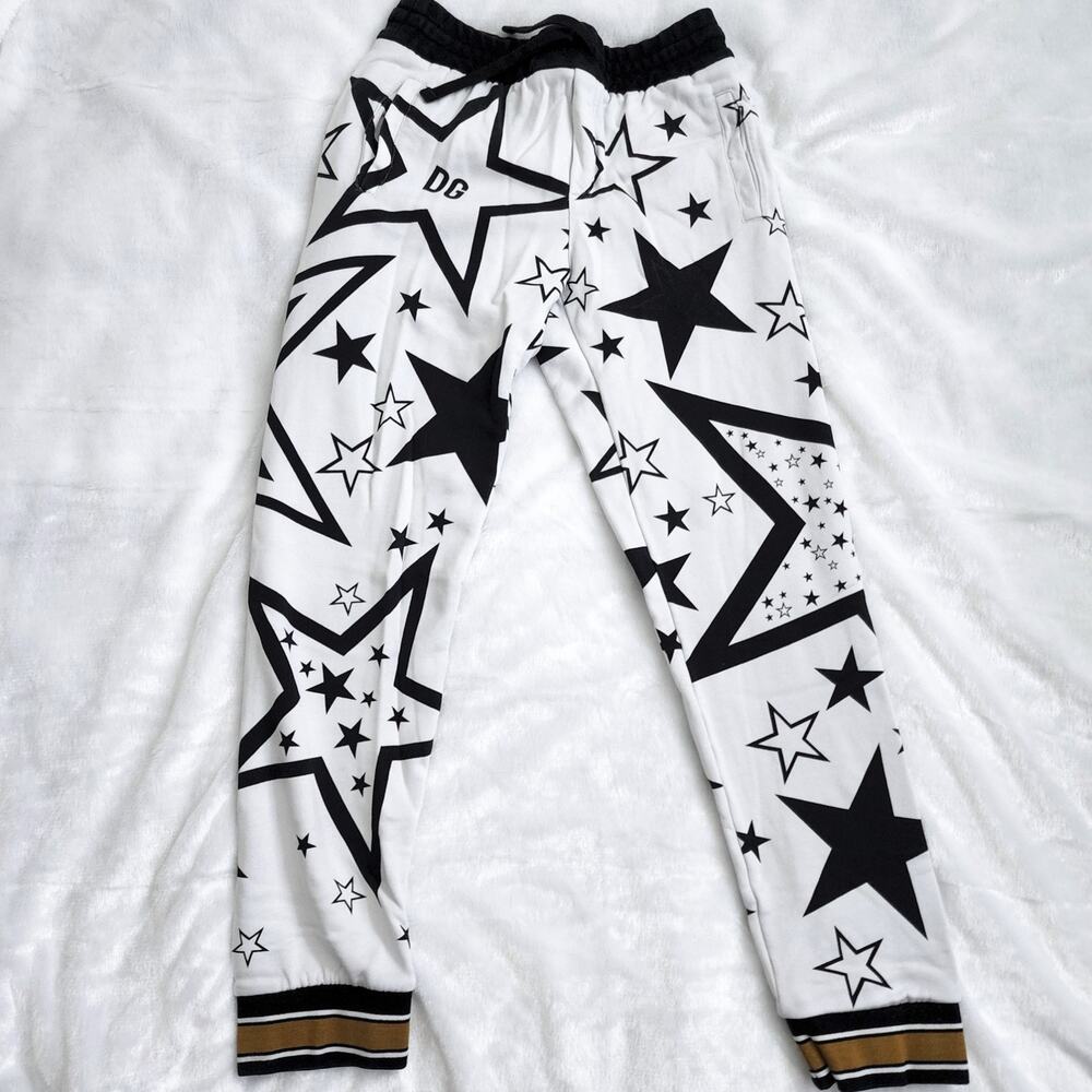 Dolce & Gabbana Boys DG Star Print Jogger Sweatpants White 11-12
